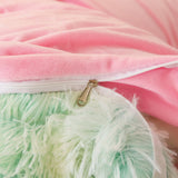 Soft Fluffy Plush Duvet Cover Set Faux Fur Quilt Covers Set Rainbow
