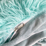 Soft Fluffy Plush Duvet Cover Set Faux Fur Quilt Covers Set Blue
