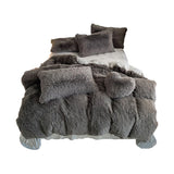 Soft Fluffy Plush Duvet Cover Set Faux Fur Quilt Covers Set Grey