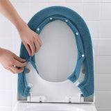 Winter Warm Toilet Seat Cover Elastic Bathroom Closestool Toilet Seat Cover Pad Mat Dark Green