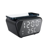 Digital Alarm Clock with 15W Wireless Fast Charging Station for Qi Phone Black