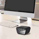 Digital Alarm Clock with 15W Wireless Fast Charging Station for Qi Phone Black