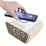 Digital Alarm Clock with 15W Wireless Fast Charging Station for Qi Phone White