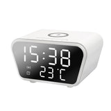 Digital Alarm Clock with 15W Wireless Fast Charging Station for Qi Phone White