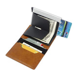 PU Leather Credit Card Holder Men's Money Cash Wallet Clip RFID Blocking Purse Brown