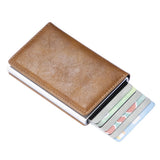 PU Leather Credit Card Holder Men's Money Cash Wallet Clip RFID Blocking Purse Brown