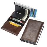 PU Leather Credit Card Holder Men's Money Cash Wallet Clip RFID Blocking Purse Coffee