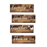 Set of 4Pcs Home Wall Signs Wall Art Decor Farmhouse Entryway Signs Wooden Hanging Signs Brown