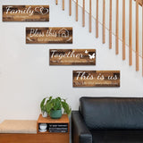Set of 4Pcs Home Wall Signs Wall Art Decor Farmhouse Entryway Signs Wooden Hanging Signs Brown