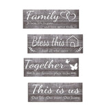 Set of 4Pcs Home Wall Signs Wall Art Decor Farmhouse Entryway Signs Wooden Hanging Signs Grey