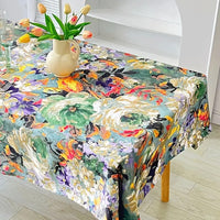 131 x 220cm Oil Painting Style Tablecloth Dining Table Cover Table Cloth Home Decor Green
