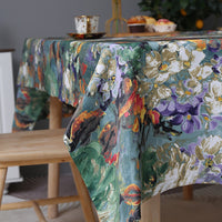 131 x 220cm Oil Painting Style Tablecloth Dining Table Cover Table Cloth Home Decor Green