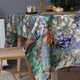 131 x 220cm Oil Painting Style Tablecloth Dining Table Cover Table Cloth Home Decor Green