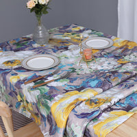 131 x 180cm Oil Painting Style Tablecloth Dining Table Cover Table Cloth Home Decor Purple