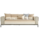 Khaki Embroidery Sofa Seat Cushion Cover Anti-slip Couch Seat Slipcover Furniture Protective Cover S