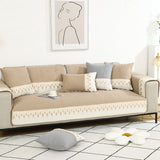 Khaki Embroidery Sofa Seat Cushion Cover Anti-slip Couch Seat Slipcover Furniture Protective Cover M