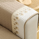 Khaki Embroidery Sofa Seat Cushion Cover Anti-slip Couch Seat Slipcover Furniture Protective Cover M