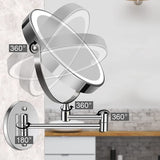 Dual-Sided Lighted Wall Mount Rotating Makeup Mirror 1X 10X Magnifying Touch Dimming Mirror