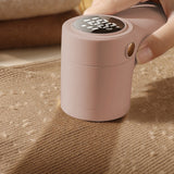 Portable Electric Lint Shaver for Clothes with Digital Display Pink