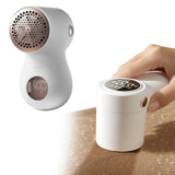 Portable Electric Lint Shaver for Clothes with Digital Display White