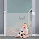 Retractable Security Fence Mesh Stairs Gate Pets Barrier for Dog Cat Grey
