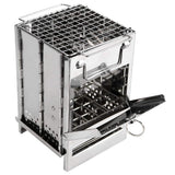 Foldable Wood Burning Camping Stove Portable Backpacking Stove with Grid Rack for Outdoor Cooking Picnic