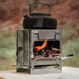 Foldable Wood Burning Camping Stove Portable Backpacking Stove with Grid Rack for Outdoor Cooking Picnic