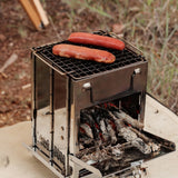 Foldable Wood Burning Camping Stove Portable Backpacking Stove with Grid Rack for Outdoor Cooking Picnic