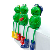 3Pcs Frogs Sitting on Stone Sculptures Outdoor Decor Garden Ornaments Decoration