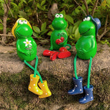 3Pcs Frogs Sitting on Stone Sculptures Outdoor Decor Garden Ornaments Decoration
