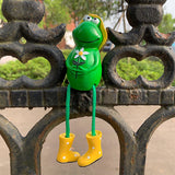 3Pcs Frogs Sitting on Stone Sculptures Outdoor Decor Garden Ornaments Decoration