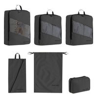 6Pcs Compression Packing Tubes Suitcase Organizer Bag Luggage Storage Bags Black