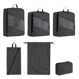 6Pcs Compression Packing Tubes Suitcase Organizer Bag Luggage Storage Bags Black
