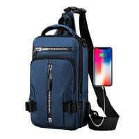 Men's Anti-theft Sling Bag Cross-body Bag Chest Bag Messenger Backpack Blue