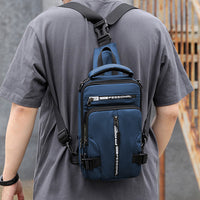 Men's Anti-theft Sling Bag Cross-body Bag Chest Bag Messenger Backpack Blue