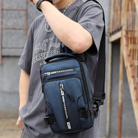 Men's Anti-theft Sling Bag Cross-body Bag Chest Bag Messenger Backpack Blue