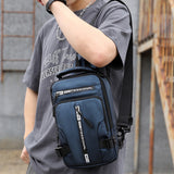 Men's Anti-theft Sling Bag Cross-body Bag Chest Bag Messenger Backpack Blue