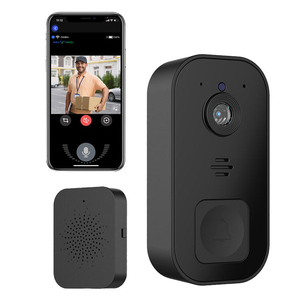 Wireless WiFi Camera Doorbell Intelligent Visual Doorbell Night Vision DoorBell with Dingdong Machine Black