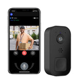 Wireless WiFi Camera Doorbell Intelligent Visual Doorbell Night Vision DoorBell with Dingdong Machine Black