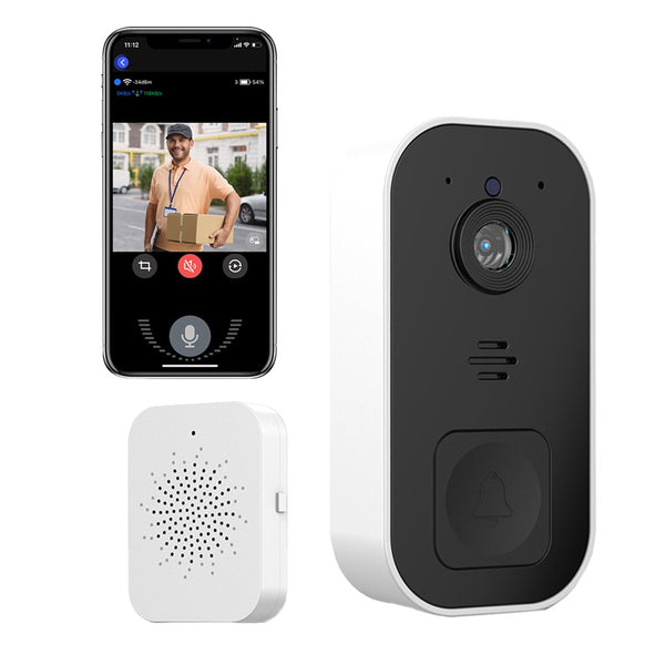 Wireless WiFi Camera Doorbell Intelligent Visual Doorbell Night Vision DoorBell with Dingdong Machine White