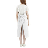 Solid Color Long Apron Cotton Suspender Apron with Pockets for Kitchen Garden Shop Beige