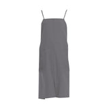 Solid Color Long Apron Cotton Suspender Apron with Pockets for Kitchen Garden Shop Dark Gray