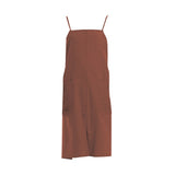 Solid Color Long Apron Cotton Suspender Apron with Pockets for Kitchen Garden Shop Red