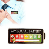 2Pcs My Social Battery Mood Brooch Pin Funny Interactive Badge Lape Pin Black Battery Style