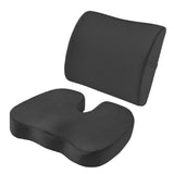 Memory Foam Seat Cushion and Lumbar Support Pillow for Office Chair Car Black