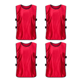 4Pcs Scrimmage Training Vest Team Sports Games Practice Jersey Red