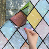 Static Cling Rainbow Lattice Glass Window Film Stained Window Sticker