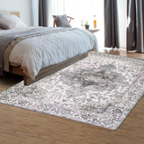 Bohemian Carpet Style Non-Slip Floor Mat Vintage Floor Protector Grey