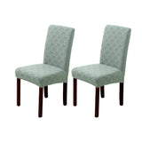 2Pcs Jacquard Dining Chair Cover Stretch Chair Protector Cover Green