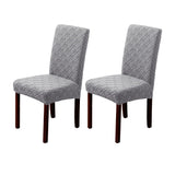 2Pcs Jacquard Dining Chair Cover Stretch Chair Protector Cover Grey